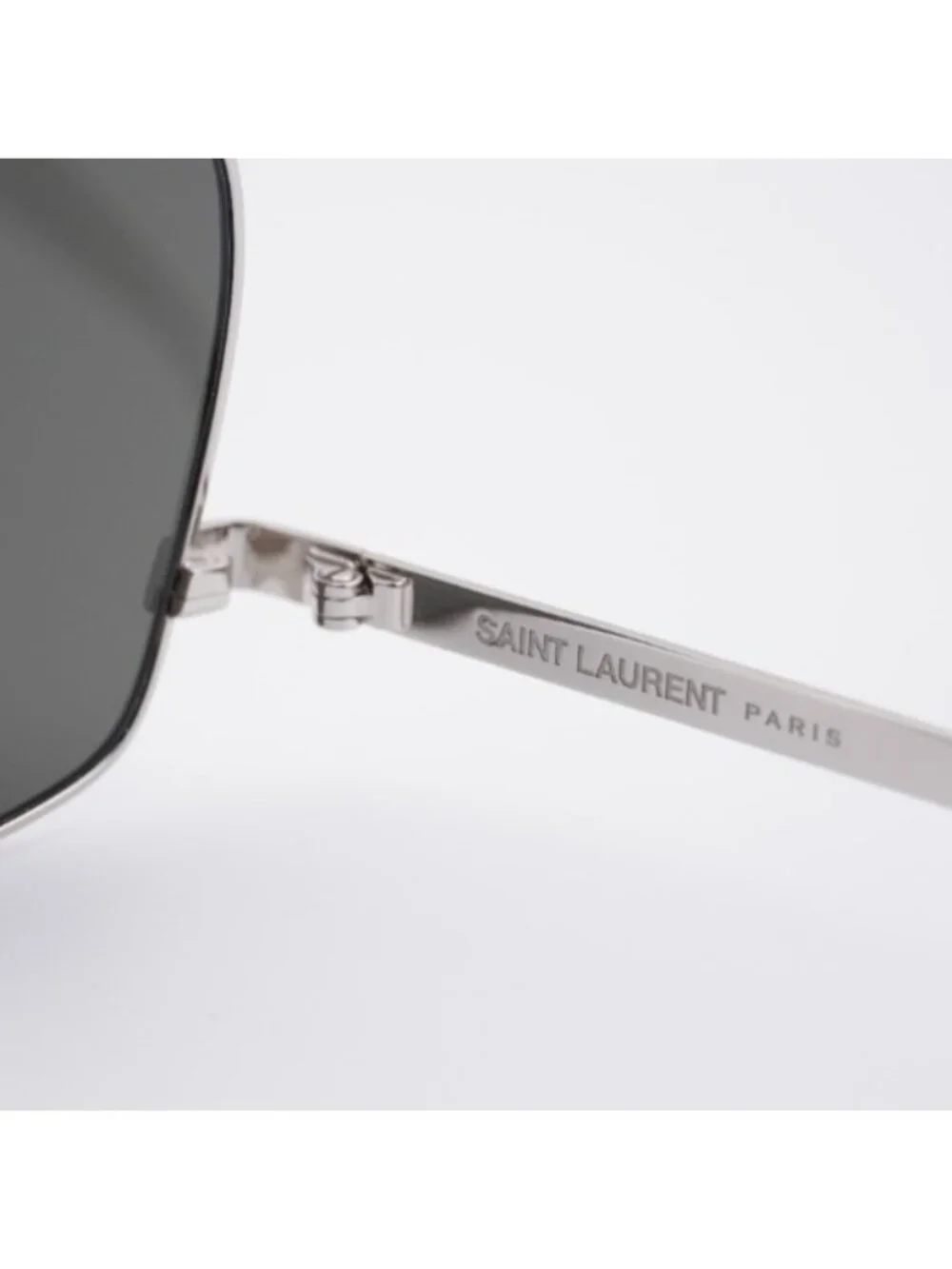 Saint Laurent SL653/F LEON 001 Sunglasses Silver Aviator Frame, Grey Lenses